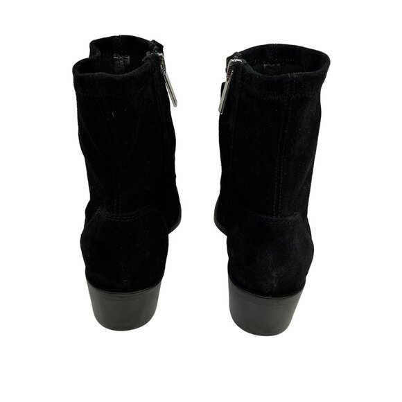 Aquatalia Reeta Suede Square Toe Side Zip Ankle Booties Womens 5 Made In Italy N - Picture 4 of 12